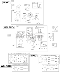 Briggs & Stratton 283707-1167-E1 - Briggs & Stratton Vertical Engine Carburetor, Gasket Sets/Kits