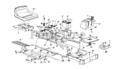 MTD 135G679H000 - MTD Lawn Tractor (1995) Frame, Upper &amp; Lower/Battery/Fuel Tank/Seat