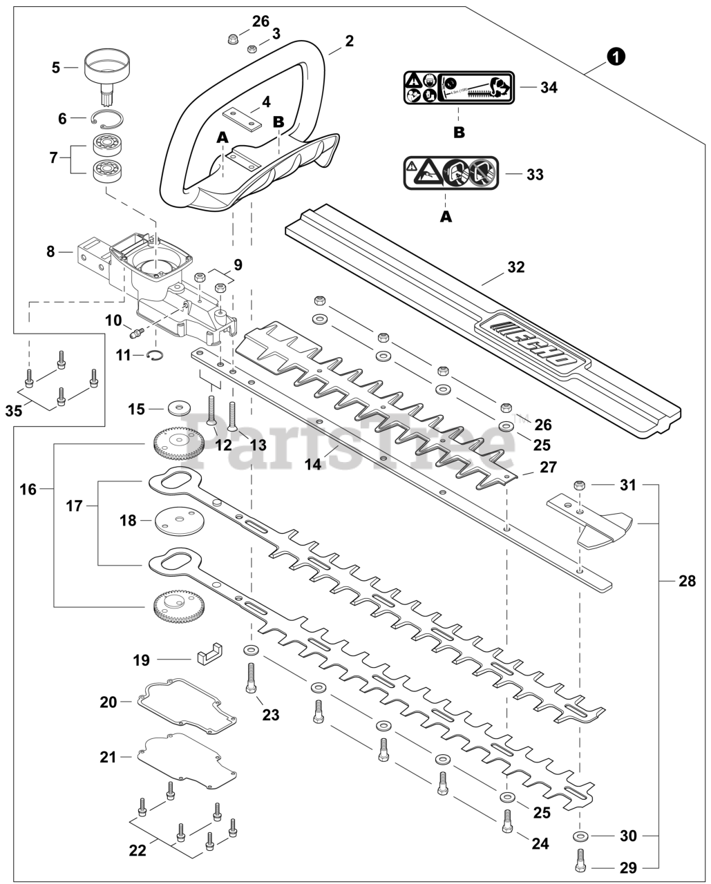 Echo HC152 Echo Hedge Clipper Parts (SN U27912001001 U27912999999