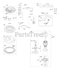 Briggs & Stratton 441677-0136-E1 - Briggs & Stratton Vertical Engine Controls, Electric Starter, Flywheel, Governor Spring