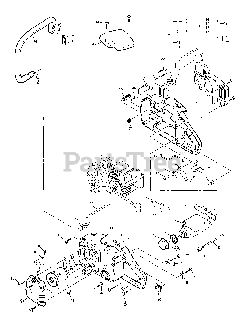 McCulloch MS 1435 NAV (41AY45NQ077) McCulloch Chainsaw (20032007) General Assembly Parts