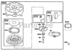 Briggs & Stratton 99772-3650-01 - Briggs & Stratton Vertical Engine Rewind Assy