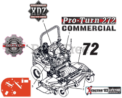 Gravely 992255 (Pro-Turn 272) - Gravely Pro-Turn 72" Zero-Turn Mower (SN: 040000 - 040999) Decals - Style