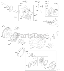 Briggs & Stratton 20P237-0115-E1 - Briggs & Stratton Horizontal Engine Blower Housing/Shrouds, Flywheel, Rewind Starter