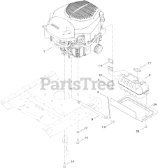 Toro 74643 (MX 5060) - Toro 50" TimeCutter Zero-Turn Mower (SN: 314000001 - 314999999) (2014) Engine and Muffler Assembly