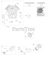 Briggs & Stratton 610177-0100-E1 - Briggs & Stratton Horizontal Engine Cylinder, Camshaft, Crankshaft, Pistons/Rings/Connecting Rods