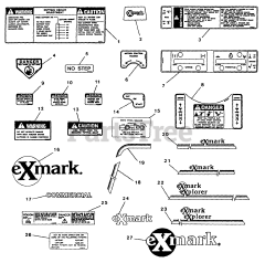 Exmark EXS-20KO - Exmark Explorer Zero-Turn Mower, 20hp Kohler (SN: 070000 - 079999) (1992) Decals