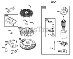 Briggs & Stratton 40N877-0053-B5 - Briggs & Stratton Vertical Engine Flywheel, Ignition, and Starter Group