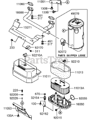 Toro 30694 - Toro 36" Walk-Behind Mower, Fixed Deck, T-Bar, Gear Drive (SN: 260000001 - 260999999) (2006) Air Filter and Muffler Assembly Kawasaki FH430V-AS25