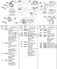 Briggs & Stratton 433447-0116-E2 - Briggs & Stratton Horizontal Engine Crankshaft, Piston, Rings, Flywheel