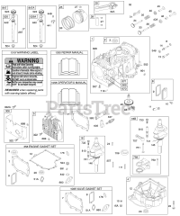 Briggs & Stratton 286702-1122-E1 - Briggs & Stratton Vertical Engine Crankcase Cover/Sump, Engine Gasket Set, Cylinder, Oil, Valve Gasket Set, Crankshaft, Piston/Rings/Connecting Rod