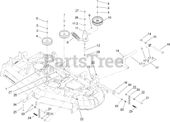 Toro 74167 TE (Z 153) - Toro 132cm Z Master Zero-Turn Mower, Side-Discharge Deck (SN: 240000001 - 240999999) (2004) Idler Pulley, Lift Strut and Chain Assembly