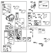Briggs & Stratton 40T877-0008-B5 - Briggs & Stratton Vertical Engine Carburetor and Fuel Supply Group