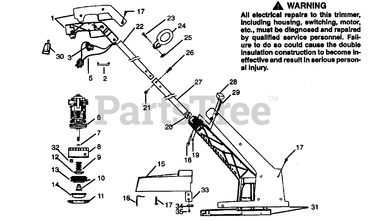 Weed Eater 1214 Weed Eater String Trimmer, Electric TRIMMER ASSEMBLY