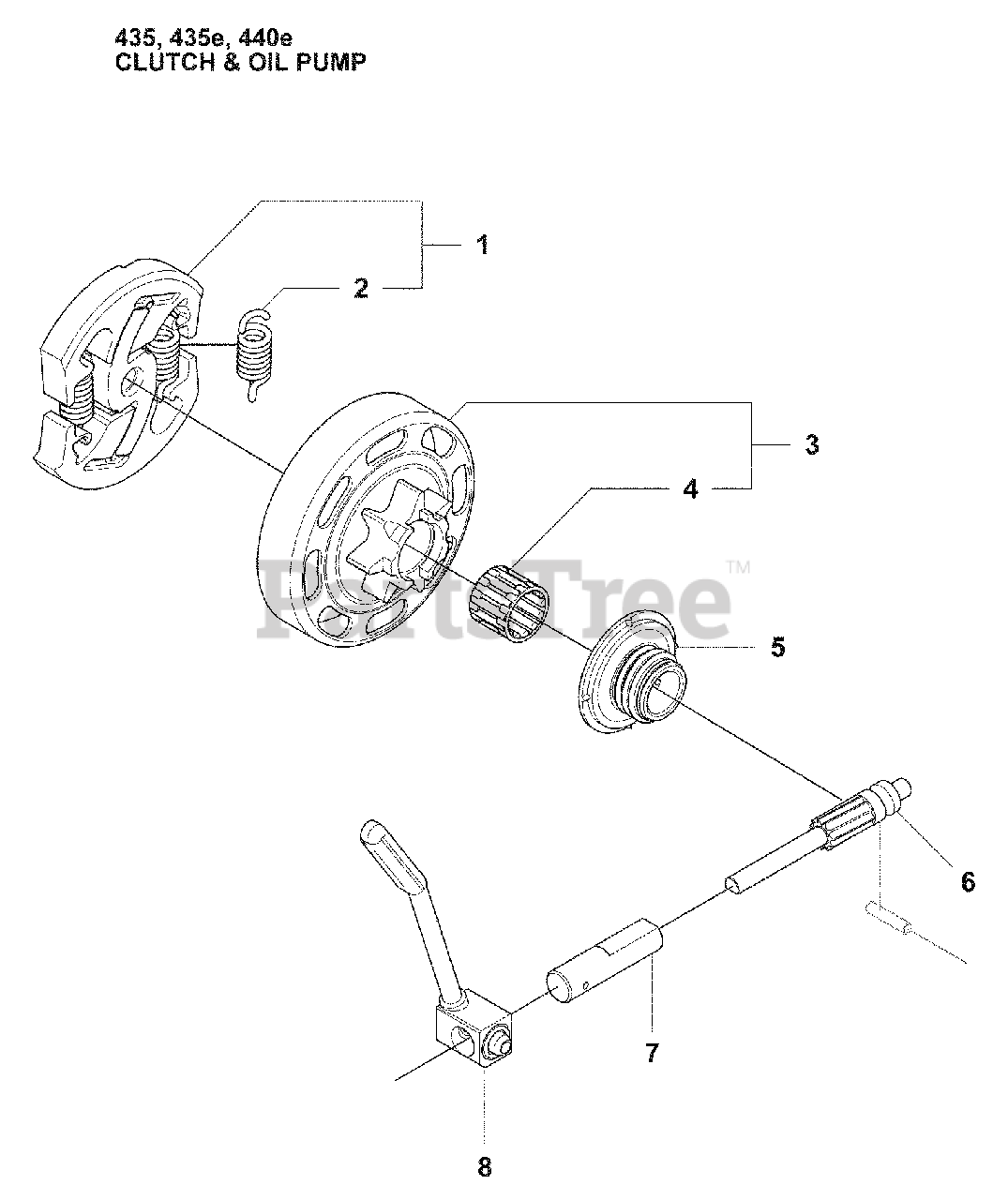 Husqvarna 440 e Husqvarna Chainsaw (200902) Clutch & Oil Pump Parts
