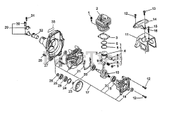 Echo SRM-3400 - Echo String Trimmer (Type 1) Engine, Crankcase, Fan Housing, Clutch Drum, Cover
