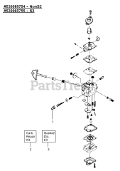 Weed Eater Ultratrim - Weed Eater String Trimmer Carburetor Assembly - P/N 530069754 (NonS2) P/N 530069755 (S2)