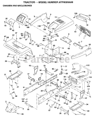 Electrolux/AYP 8209 A89 - Electrolux/AYP Lawn Tractor (1998) CHASSIS AND ENCLOSURES