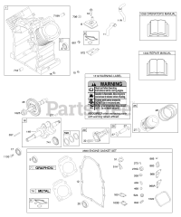Briggs & Stratton 294447-1046-E2 - Briggs & Stratton Horizontal Engine Cylinder, Piston/Rings/Connecting Rod, Engine Gasket Set