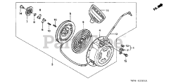 Honda HS621 AS/D (SZAN) - Honda 21" Snow Blower, Made in Japan (SN: SZAN-1130001 - SZAN-1130378) RECOIL STARTER (2)