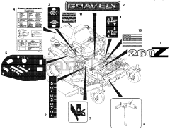 Gravely 992106 (PM 260Z) - Gravely Pro-Master 60" Zero-Turn Mower, 26hp Kawasaki (SN: 000501 & Above) Decals Cont'd