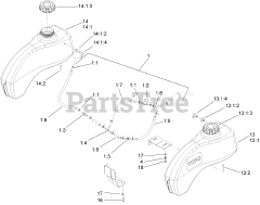 Toro 74409 (Z 340) - Toro 40" Z Master Zero-Turn Mower, Side-Discharge Deck (SN: 270000001 - 270000700) (2007) Fuel Tank Assembly