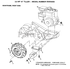 Weed Eater WE R350 A - Weed Eater Tiller MAINFRAME, RIGHT SIDE