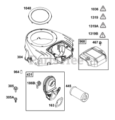Briggs & Stratton 40N877-0046-B5 - Briggs & Stratton Vertical Engine Blower Housing and Air Cleaner Group