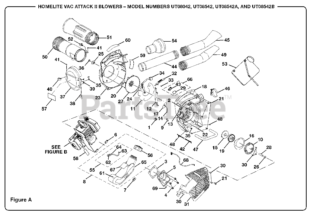 Homelite UT08542A Homelite Vac Attack II Blower Figure A Parts