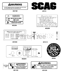 Scag SWZ-19KAI - Scag Walk-Behind Mower, 19hp Kawasaki (SN: B3200001 - B3299999) Replacement Decals &amp; Information (Part 1)
