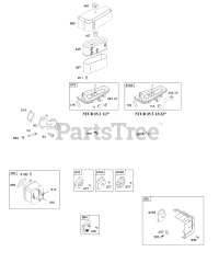 Briggs & Stratton 28D707-1133-E1 - Briggs & Stratton Vertical Engine Air Cleaner, Muffler, Intake Elbow