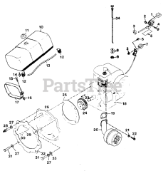 Gravely 47367 - Gravely Walk-Behind 2-Wheel Tractor, 8hp, 2-Speed, Manual Start FUEL AND EXHAUST SYSTEM