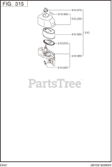 Subaru Robin EH410DS6540 (EH41) - Subaru Robin Engine 315 Intake &amp; Exhaust