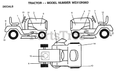 Weed Eater WEX 12H36 D - Weed Eater Lawn Tractor DECALS
