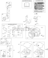 Briggs & Stratton 31F777-0161-E1 - Briggs & Stratton Vertical Engine Camshaft, Crankshaft, Cylinder, Engine Sump, Gasket Set - Engine, Operator's Manual, Piston, Rings, Connecting Rod, Warning Label