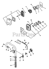 Echo EDR-2400 - Echo Reversible Engine Drill (Type 1) Intake, Air Filter, Exhaust, Handle, Stop Switch