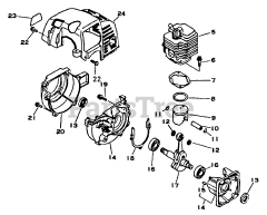 Echo SRM-2300 - Echo String Trimmer Engine. Crankcase, Fan Housing, Cover