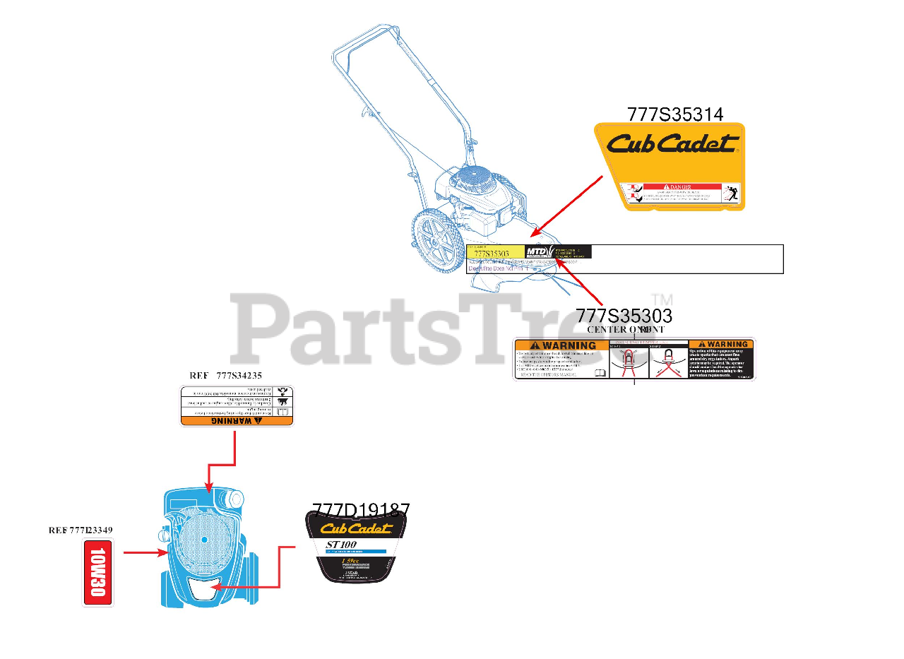 Cub Cadet ST 100 (25A262J756) Cub Cadet Wheeled String Trimmer (2017
