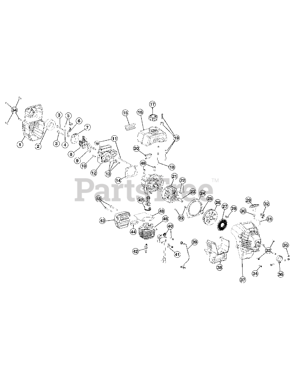 Bolens BL 100 (41CD100G765) - Bolens String Trimmer Engine Assembly