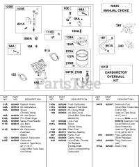 Briggs & Stratton 433447-0116-E2 - Briggs & Stratton Horizontal Engine Carburetor, NIKKI Manual Choke