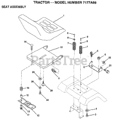 Electrolux/AYP 7177 A89 - Electrolux/AYP Lawn Tractor (1998) SEAT ASSEMBLY