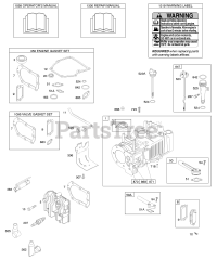 Briggs & Stratton 10G902-0121-B1 - Briggs & Stratton Vertical Engine Cylinder, Cylinder Head, Engine/Valve Gasket Sets, Lubrication, Operator's Manual, Warning Label
