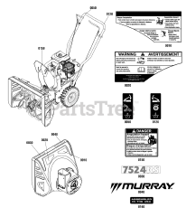 Murray 7524 RS (1696266-00) - Murray 24" Snow Thrower, 7.5hp (2012)