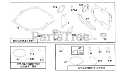 Briggs & Stratton 126702-7015-01 - Briggs & Stratton Vertical Engine Gasket Sets