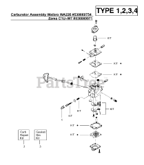 Weed Eater XT 400 - Weed Eater String Trimmer, Type 4 Carburetor Assembly (Walbro WA226) P/N 530069754, (Zama C1U-W7) P/N 530069971