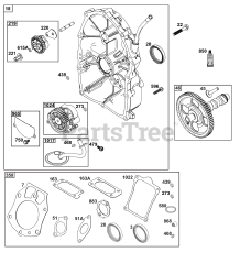 Briggs & Stratton 61E377-0141-J1 - Briggs & Stratton Horizontal Engine Crankcase Cover/Sump Group