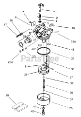 Toro 20007 - Toro 22" Recycler Walk-Behind Mower (SN: 240000001 - 240999999) (2004) Carburetor Assembly No. 640303 Tecumseh LV195EA-362003B