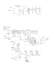 Briggs & Stratton 196432-1007-E1 - Briggs & Stratton Horizontal Engine AIR CLEANER, MUFFLER