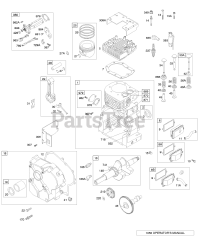 Briggs & Stratton 19E412-1102-E1 - Briggs & Stratton Horizontal Engine Cam, Crankshaft, Cylinder, Valves, Piston/Rings, Crankcase Cover/Sump, Head, Breather