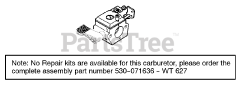 Snapper S 31 SNG - Snapper String Trimmer Carburetor Assembly (WT627) P/N 530071636